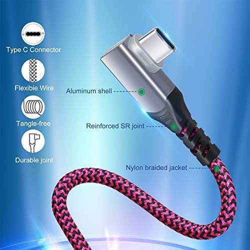 Experience Effortless Charging with Excgood 10 ft Right Angle USB Type C Cable – 4-Pack of Vibrant Colors for Ultimate Versatility with Fast Charging for i Phone 16/15, Galaxy S24/S23/A15/A03 s/S10/S9/S8/Note, and Pixel Devices – Perfect for Gaming and Streaming