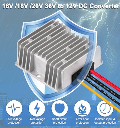 High-Performance 48 V to 12 V DC-DC Step Down Converter by Eagwell – 120 W Power Supply with Built-in Fuse for Maximum Safety – Perfect for Golf Carts, Scooters, RVs, and Marine Use – Reliable Voltage Reduction for Enhanced Device Efficiency and Versatility