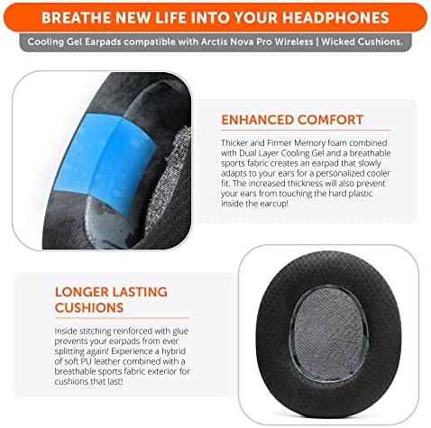 Experience Ultimate Comfort with WC Freeze Nova Pro Wireless Cooling Gel Earpads for Arctis Nova Pro – Exclusive 90’s Black Design, Enhanced Durability & Sound Isolation, Tailored Fit for Gamers Seeking Maximum Performance and Prolonged Play Sessions