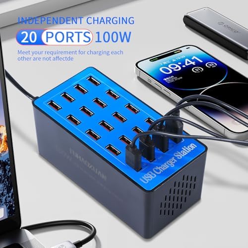 Maximize Your Charging Efficiency with the 100 W 20-Port USB Charging Station – Versatile Fast Charging Hub for Home, Office, and Travel – Advanced Safety Features for Optimal Device Protection and Compatibility