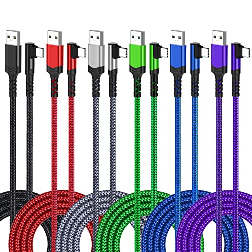 10 ft Right Angle USB C Cable 5-Pack – Fast Charging Nylon Braided Charger for Samsung Galaxy S25, S24, S23, A16, A15 & Google Pixel 9, 8 – Superior Durability and Comfort for Gaming and Daily Use – Enhanced Compatibility for All Type C Devices