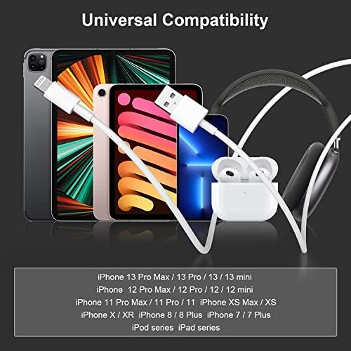 10 ft Apple MFi Certified Lightning to USB Cable – 2 Pack Long Durable i Phone Charger for Fast Charging – Compatible with i Phone 14/13/12/11/Pro/Max/X/XS/XR – Enhanced Flexibility and Performance for Home or Travel