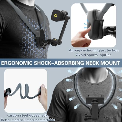 Beviliu Hands-Free Magnetic Neck Phone Holder for Seamless Content Creation – Ideal for Vloggers, Chefs, and Adventurers | Compatible with i Phone 12-16, Android, Go Pro, and Insta360 | Lightweight Adjustable Chest Strap for Comfort and Stability During POV Video Filming