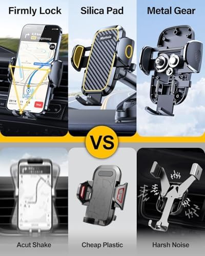 3-in-1 Phone Holders for Your Car [2025 Most Stable and Flexible Suction Cup] Vent Dashboard Windshield Cell Phone Car Mount Fit for iPhone, Samsung, All Phone – Enhanced Compatibility and Speed
