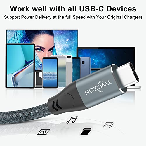 Twozoh 15 FT USB C to USB C 3.2 Gen 2 Cable 20 Gbps Data Transfer & 100 W Fast Charging – 4 K Video Output Dual-Pack for Ultimate Connectivity & Durability