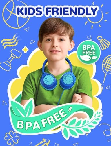 i Clever Kids Headphones: Safe 85 d B Volume Limit, Ergonomic Foldable Design, Superior Stereo Sound, 3.5 mm Jack Compatibility – Ideal for Travel, School & Home Use – Stylish Blue-Green for Boys & Girls