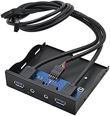 C-Zone 3.5″ Floppy Bay USB 3.0 Hub with HD Audio Interface – Speedy 5 Gbps Dual Port Adapter for Seamless PC Connectivity and Enhanced Multimedia Experience