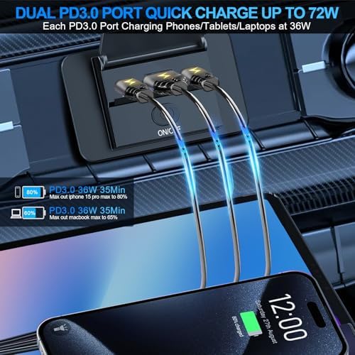 3-Port 12 V RV USB Charging Station – 2 PCS Dual PD3.0 & QC3.0 Quick Charge Adapter for Enhanced Automotive Power Supply – Ideal for RVs, Boats, Motorcycles & Trucks – Fast, Reliable, and Wall-Mountable Solution for All Your Devices