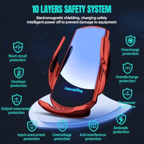 Max 15 W Fast Wireless Car Charger with Auto-Clamping Phone Holder – Qi-Certified Mount for i Phone 16/15/14/13/12 Pro Max & Samsung Galaxy S24/S23/S22/S21/S20/Note20 – Sleek Silver Design for Secure, Hands-Free Charging