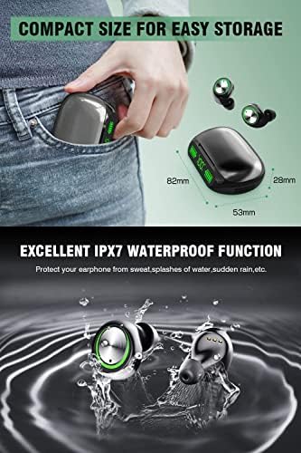Ultimate Bluetooth Earbuds with 200 Hours Playback – IPX7 Waterproof, Noise-Canceling Design with LED Battery Display – Ergonomic In-Ear Wireless Headphones for Clear Calls & Enhanced Audio, Compatible with Smartphones, Smart TVs, Laptops, Android & i OS Devices