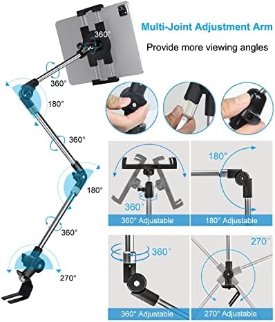 Universal 35″ Heavy-Duty Car Tablet Holder – 360° Rotating Phone Mount for i Pad Pro 12.9 & 4-13″ Devices – Adjustable Vehicle Device Stand for Seamless Navigation & Streaming – Secure Floor or Seat Rail Installation