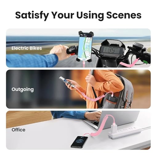 Transform Your Charging Experience with 60 W Dual-Coiled USB-C & Lightning Cable Set – MFi Certified, Fast 60 W Power Delivery, Compact 1.4 FT & Extended 6.6 FT Options, Stylish Pink Design for Enhanced Functionality and Durability