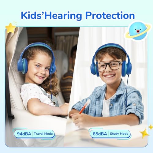 Transform Your Child’s Audio Adventures with Ear Fun K3 Kids Over-Ear Headphones – Engineered for Safe Listening with Volume Limiting, Exceptional HD Stereo Sound, and Travel-Friendly Foldable Design in Vibrant Blue – Ideal for School, Stylish for Every Young Explorer with Enhanced USB-C Compatibility!