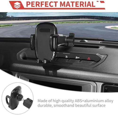 Ford Bronco 2021+ Phone Holder Center Console Cradle – Ultimate Dashboard Phone Mount for Enhanced Safety and Convenience, 360-Degree Rotation, Tool-Free Installation, Durable Design for Optimal Smartphone Access