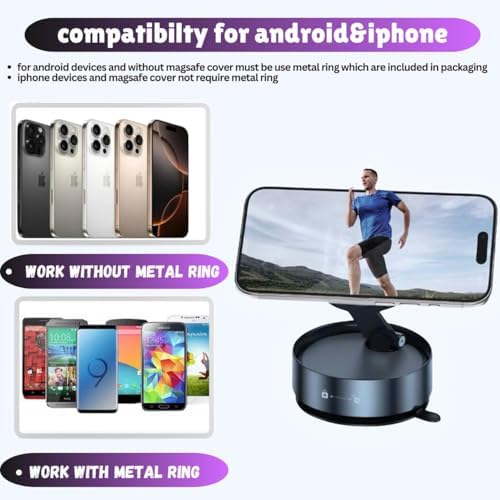 Vacuum Magnetic Phone Stand,Foldable Vacuum Magnetic Phone Holder, 360°Adjustable Vacuum Suction Cup,car Accessories,for All Phones car Screen,Mirror, iPhone Car Mount – Enhanced Compatibility and Speed