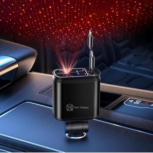 Revolutionize On-the-Go Charging with the 2025 Apples Approved Starlight 66 W Retractable Car Charger – Dual USB Ports & Cables for Rapid i Phone & Android Power, Sleek Design Enhancing Vehicle Aesthetics, Eliminates Clutter with Retractable Technology, Perfect for All Smartphone Models, Experience Unmatched Speed & Convenience During Every Journey