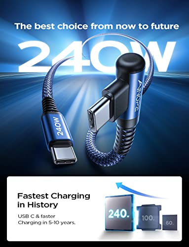 Optimize your charging setup with the AINOPE 240 W USB C to USB C Cable, a 6-foot powerhouse engineered for ultimate speed and flexibility. Featuring a right-angle connector, this fast charging cable is perfect for gaming or multitasking without the clutter of tangled cords. Compatible with the latest devices, including i Phone 16 Pro Max, i Phone 15, Mac Book Air/Pro, i Pad Pro, Samsung Galaxy, and Pixel, it delivers an impressive 240 W power output for rapid charging. The dual-pack offers exceptional value, ensuring you have a reliable charging solution wherever you go. Built with premium materials for durability, the sleek grey and blue design enhances your tech aesthetic while providing long-lasting performance. Elevate your device charging experience with this versatile cable, designed for both home and office use, while ensuring seamless connectivity across all your electronics.