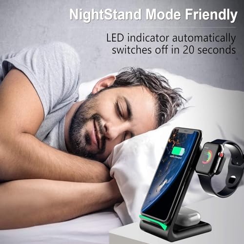 3-in-1 Qi-Certified Fast Wireless Charging Station for Apple Devices – Streamline Charging for i Phone, Apple Watch, and Air Pods with Enhanced Compatibility and Safety Features – Ideal Accessory for Modern Lifestyles