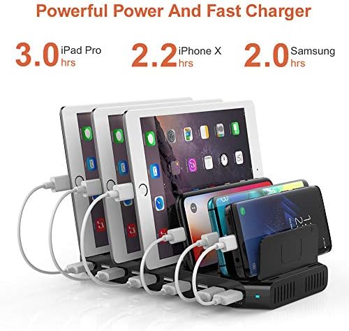 Alxum 60 W 10-Port USB Charging Station – Multi-Device Fast Charger Hub for i Pad, i Phone XS Max, Samsung Galaxy & More – Smart Technology for Optimal Charging Speed & Safety – Compact Organizer Stand for Home & Office Use