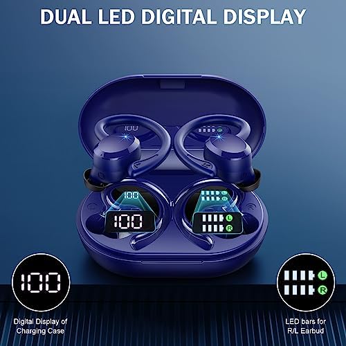 Premium Bluetooth 5.3 Wireless Earbuds – IP7 Waterproof Sport Headphones with 48-Hour Battery Life, Noise-Cancelling Mic, and 3 D Hi-Fi Stereo for Ultimate Workout Performance – Perfect for Running and Gym Enthusiasts