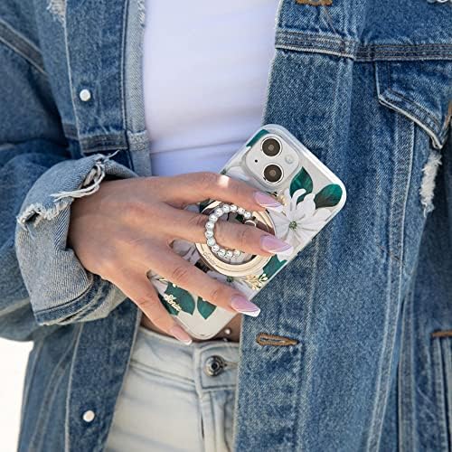 Elevate Your i Phone Experience with the Sonix Magnetic Phone Grip – Stylish Rhinestone Ring Holder for i Phone 12, 13, 14, 15 Series – Effortless 360° Rotation and Secure Mag Safe Compatibility – Sleek Silver/Clear Design for Ultimate Functionality and Fashion