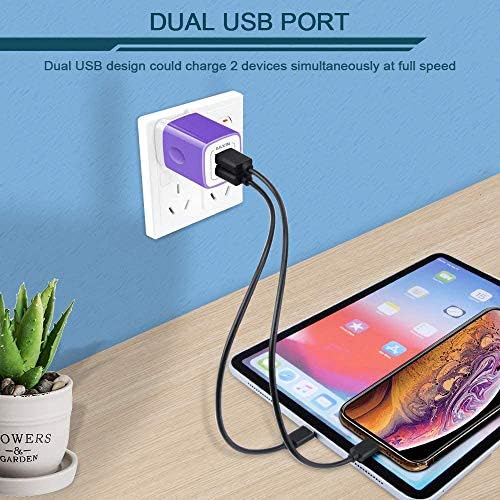 AILKIN 3 Pack Foldable Wall Charger – Dual USB Fast Charging Block for i Phone 16/15/14/13/12/11 & Android Devices – Compact AC Adapter for Enhanced Portability & Speed – Ideal for Home, Office, & Travel – Safety Features for Overcharge Protection