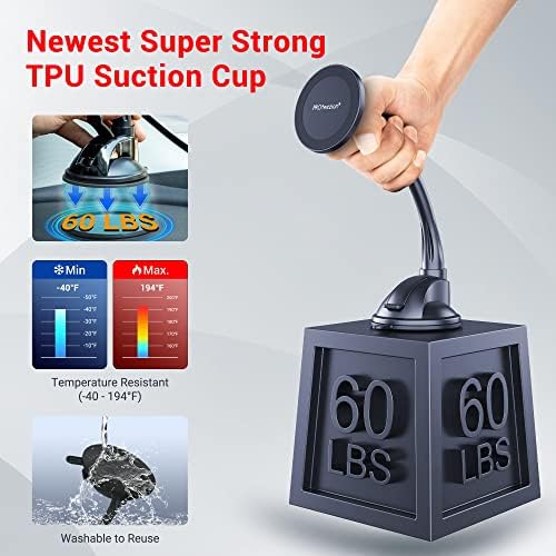 Magnetic Phone Holder for Cars – PROfezzion Suction Cup & Vent Clip Combo for i Phone 16/15/14/13 Pro Max & All Smartphones – Seamless Mag Safe Compatibility & Durable Aluminum Design – Enhanced Grip for Safe Navigation and Hands-Free Calls