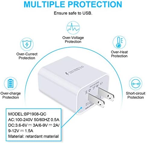 Ultra-Fast 18 W Quick Charge 3.0 Wall Charger – Power Up Your Samsung Galaxy A Series & S Series Devices with Superior Speed and Safety Features, Compact USB Adapter for Efficient Charging On-the-Go, 3 A Current for Maximum Compatibility and Performance