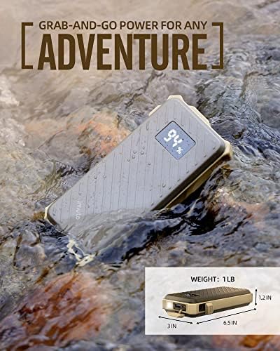 Rugged Waterproof Power Bank by imuto – 20000 m Ah High-Capacity Portable Charger with 65 W Fast USB-C PD 3.0 for i Phone, Tablets & Laptops – Ideal for Hiking, Camping & Outdoor Adventures – Superior Durability and Enhanced Device Compatibility