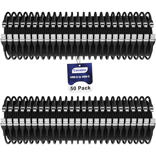 Conable 10-Pack 1 FT USB A to USB C Charging Cables – Fast Charge Up to 3 A, Durable Nylon Braided Design, Ideal for i Phone 15, Galaxy S23 & More – Travel-Friendly Multi-Device Solution for Home and Office Use