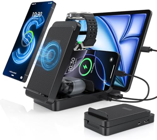 Ultimate 5-in-1 Wireless Charging Station for Samsung Devices – Foldable Multi-Device Charger with Phone Stand, Galaxy Watch Dock & Earbuds Support – Fast Charging & Safe Power Management for Galaxy S25/S24/S23 & Watch 7/6/5/Ultra – Sleek, Portable Design for Home or Travel