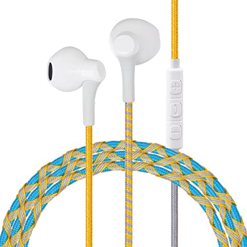 URIZONS Premium Wired In-Ear Headphones with Vibrant Braided Cable – Exceptional Sound Clarity, Integrated Microphone for Seamless Hands-Free Conversations, Customizable Volume Control, Sweat & Dirt Resistant for Active Lifestyles, Tangle-Free Design, Universal 3.5 mm Compatibility – Ideal for Commuting, Fitness, and Daily Use