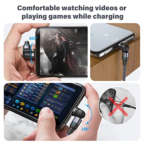 Revolutionary 3-in-1 Magnetic Charging Cable Set – 4 Pack with 540° Rotating Magnet (3.3 ft, 6.6 ft, 6.6 ft, 10 ft) – Durable Nylon Braided USB Cables Compatible with Micro, Type C, and i Phone Devices for Fast, Hassle-Free Charging and Ultimate Convenience