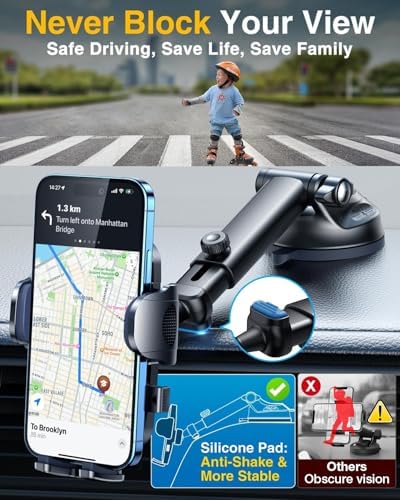 YRU 2025 Military-Grade 360° Rotatable Suction Car Phone Holder – Ultimate Dashboard & Windshield Mount for i Phone 16/15 Pro Max & Samsung – Unmatched 90+ LBS Capacity, Enhanced Compatibility & Easy Installation – Secure, Durable, and Versatile Universal Cradle for Safe Hands-Free Navigation