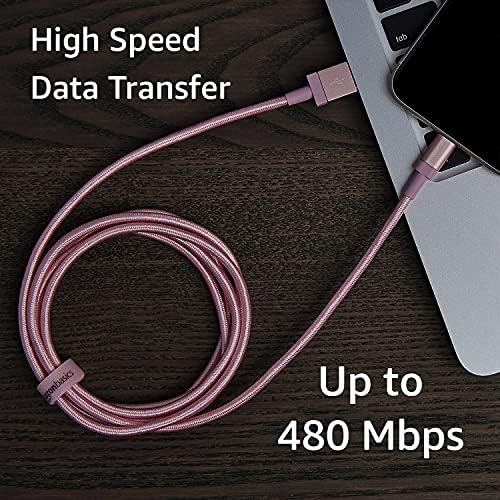 Experience Ultimate Charging Efficiency with the Amazon Basics 6-Foot USB-A to Lightning Charger Cable – MFi Certified, Durable Nylon Braided Design for Fast Power Delivery to Apple i Phone 14, 13, 12, 11, X, Xs Pro, Pro Max, Plus, i Pad – Stylish Dark Gray Finish for Enhanced Compatibility
