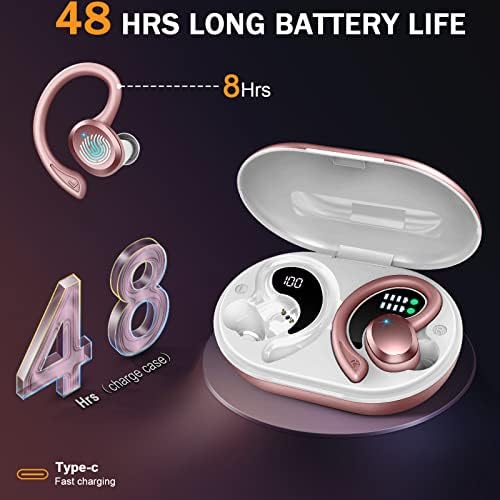Premium Bluetooth 5.3 Wireless Earbuds – IP7 Waterproof Sport Headphones with 48-Hour Battery Life, Noise-Cancelling Mic, and 3 D Hi-Fi Stereo for Ultimate Workout Performance – Perfect for Running and Gym Enthusiasts