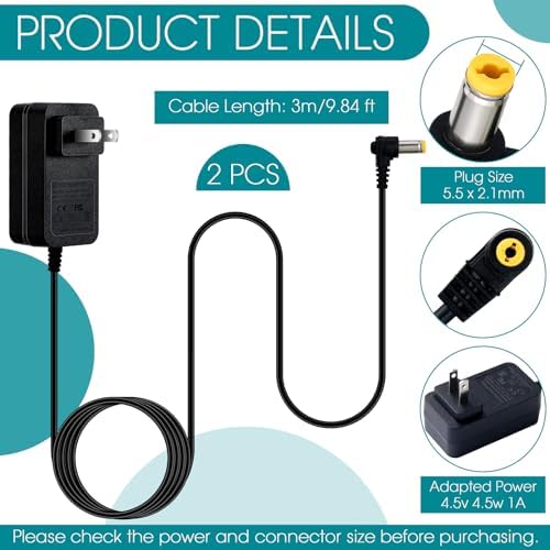Umigy Dual Pack 4.5 V AC/DC Power Adapter for Lemax Holiday Lighting – Reliable Power Supply for Christmas Micro Displays, Enhanced Compatibility & Performance for Effortless Decor Setup