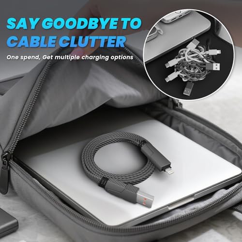 100W USB C Multi Charging Cable,3 in 1 USB C Cable Fast Charging with E-Mark Chip,Universal Charging Cable with Type-C, Micro USB,IP Port for iPhone16/15/Cell Phones and More – Enhanced Compatibility and Speed