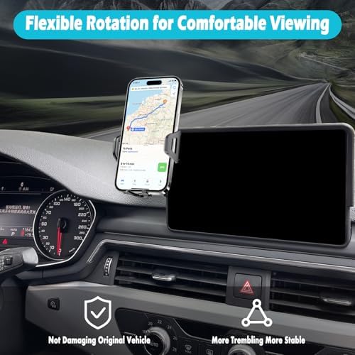 Premium Car Phone Holder with Integrated Glasses Case for Audi A4 (2017-2019) & Q5 (2019-2020) – Tailored 7-Inch Screen Mount for Hands-Free Driving and Clutter-Free Convenience – Thick Case Compatible, Easy Installation, Sleek Design for Ultimate Vehicle Harmony