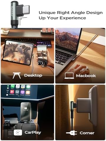 Revolutionize Your Charging with AINOPE 60 W USB C Cable 2-Pack – 10 ft Durable Nylon Braided Right Angle Type C Charger for i Phone 16 Pro Max, Samsung S24, and i Pad Pro – Fast Charging, Enhanced Compatibility, and Long-Lasting Performance