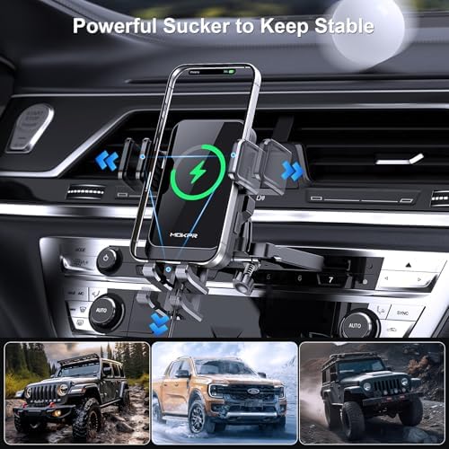 MOKPR Wireless Car Charger – 15 W/10 W/7.5 W Auto-Clamping Cup Holder Phone Mount for i Phone & Samsung – Fast Charging Car Mount with Enhanced Compatibility for Seamless Navigation & Calls – Durable, Convenient, and Safe Charging Solution for Busy Lifestyles