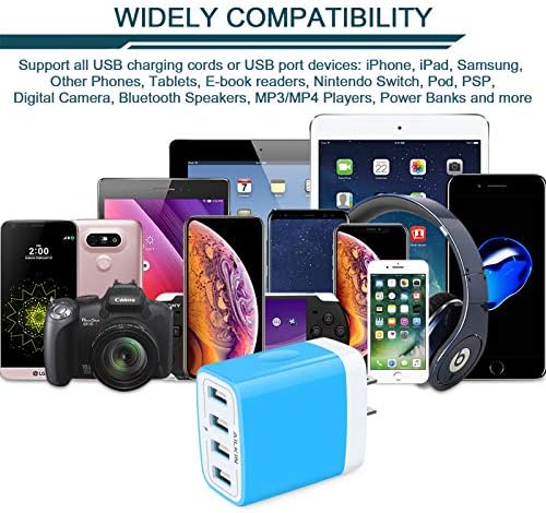 AILKIN 4.8 A Multi-Port USB Wall Charger – Ultimate Fast Charging Station for i Phone 15/14/SE/13/12/11 Pro Max & Samsung S23/S22 – Compact Power Hub with Built-in Safety Features for Home, Office & Travel