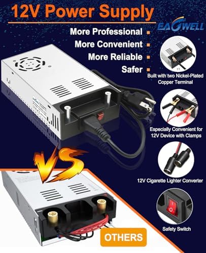 Eagwell 600 W 12 V AC to DC Power Supply Converter – High-Efficiency SMPS Adapter for RVs, LED Strips, and LCD Monitors – Reliable 50 A Output with Safety Features for Versatile Applications and Enhanced Performance