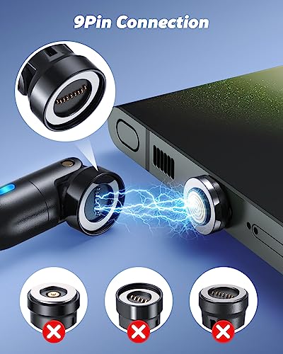 AUFU 9 Pin Magnetic Charging Cables – 4-Pack (2 x3 ft, 2 x6 ft) with 360°/180° Rotating Connectors for Effortless Fast Charging and Data Transfer – Compatible with Type C, Micro USB & i-Products – Durable, High-Speed 3 A Magnetic Charger for All Devices