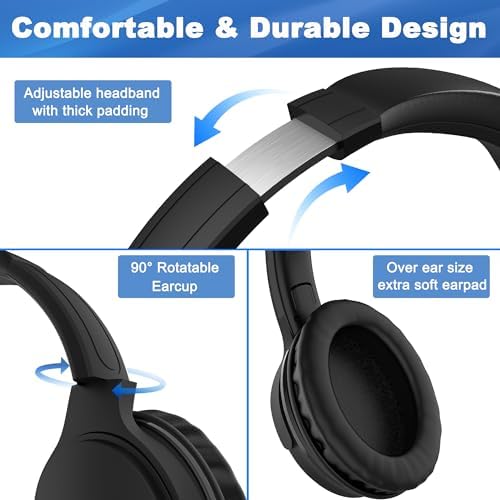 Discover the Ultimate Comfort with 19.5 Ft Wired Over-Ear Headphones for Seniors – Enhance Your Audio Experience with Adjustable Volume Control, Ergonomic Design, and Flexible Spring-Coiled 3.5 mm AUX Cable for Seamless Compatibility with TV & PC. Enjoy High-Quality Sound and Freedom of Movement with Extra Long Cord Headphones, Perfect for All Your Listening Needs. Experience Superior Comfort and Clarity in Every Note with These Specialized Headphones Designed for Enhanced Hearing and All-Day Use.