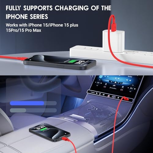 Car Carplay Cable for iPhone 15/16 Car Charger Cable,4Pack USB A to USB C for Carplay USB C Cord,iPhone 16/15/Plus/Pro Max,iPad Pro 12.9/11,Air 5th/4th Gen,Mini 6th Gen/Car Charging Cable 3FT – Enhanced Compatibility and Speed