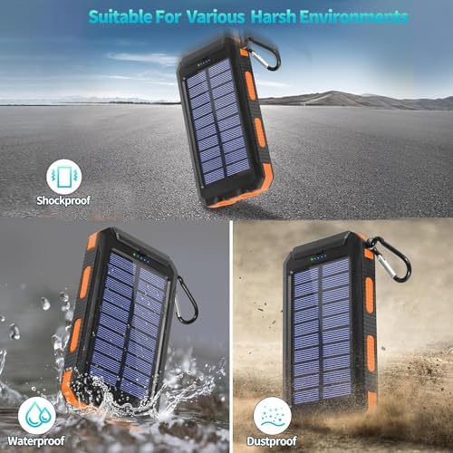 High-Capacity 39,800 m Ah Solar Power Bank: Ultra-Fast USB-C Charger with Emergency LED Light & Navigation Compass – Ideal for Adventurers & Daily Users Seeking Reliable Energy Solutions