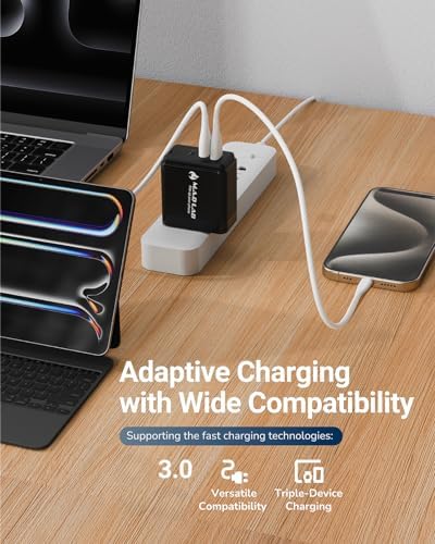 M.A.D LAB 65 W High-Speed Portable Charger – Multi-Device USB-C Travel Adapter with Interchangeable Plugs for Global Compatibility – Perfect for i Phone, i Pad, Mac Book, Android, and More – Essential Charging Solution for Travelers and Professionals on the Move