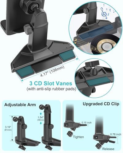 Transform Your Vehicle with the Premium Adjustable CD Slot Tablet Holder – 360° Rotating Mount for i Pad Pro, Galaxy Tab, and Smartphones (4-13″) – Unmatched Stability and Hands-Free Accessibility for Safe Driving and Entertainment on the Go