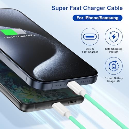 Apple i Phone 15 Charger Cable Trio – 6 ft USB-C to USB-C Fast Charging Set for i Phone 15, Mac Book & i Pad 12.9 – Superior Durability & Enhanced Compatibility for Effortless Powering Solutions